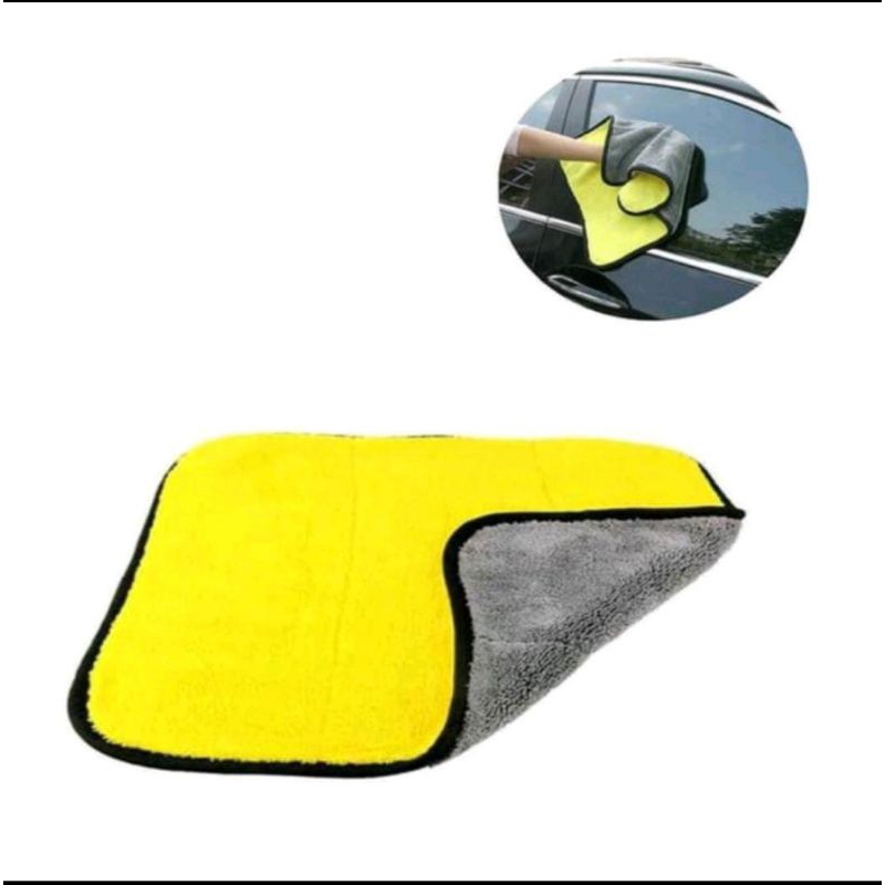 Kain Lap Microfiber 30x30 Kuning Abu2  Car Wipe Cloth Universal Serba Guna Tebal Lap Motor Mobil