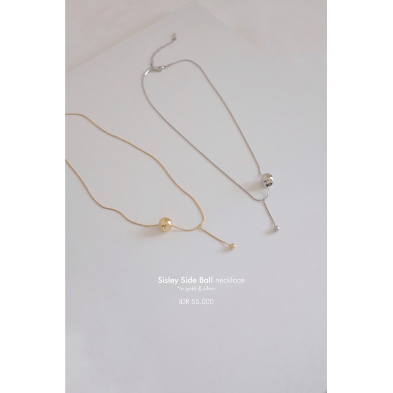 Ark.co - Sisley layer &amp; side ball necklace kalung beads golden minimalis