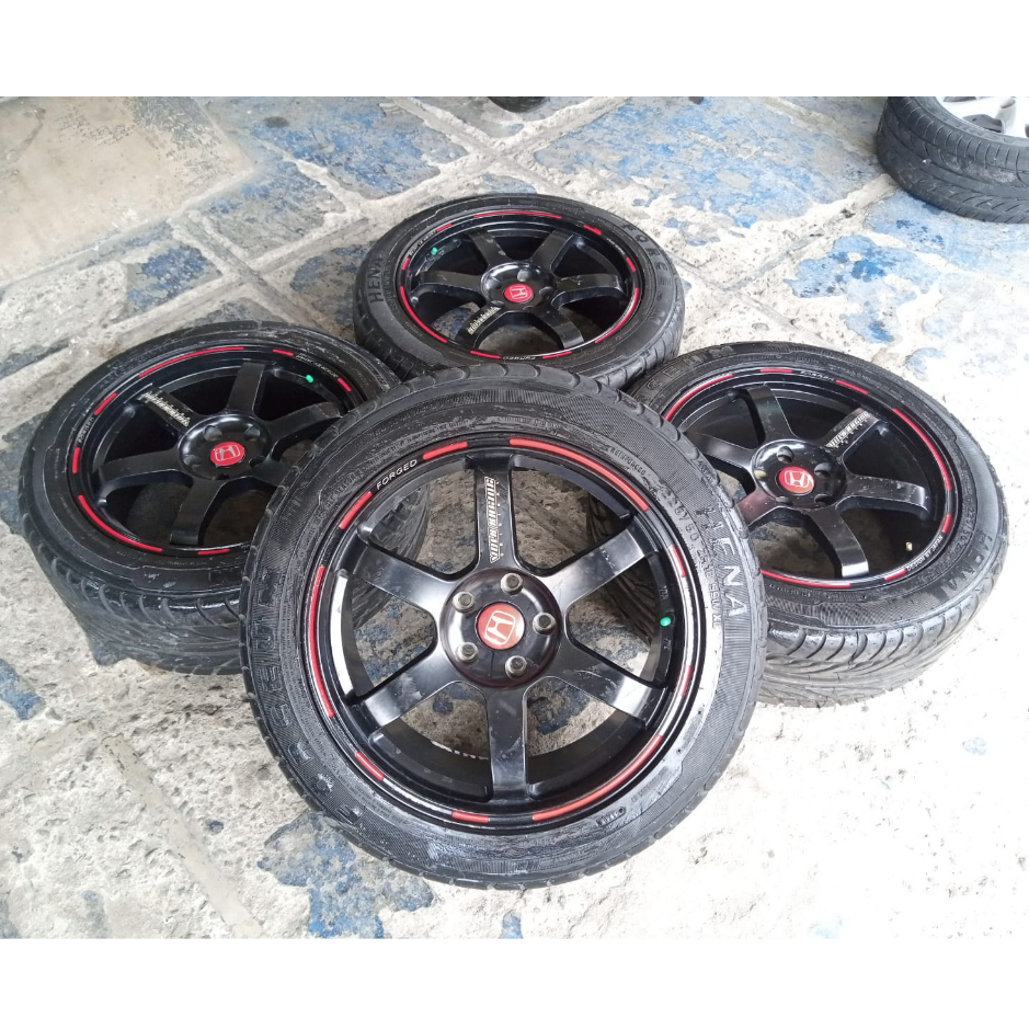 Velg Mobil Bekas Civic Ring 18 Velg TE37 R18 Lebar 8 Lobang Baut 5X114 Ban 225 50 R18 Forceum Hena