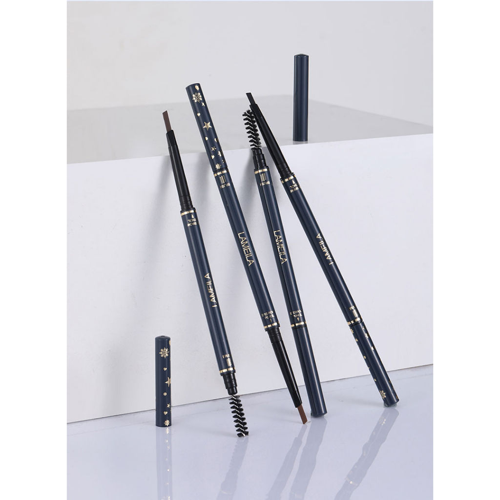 LM-833 Lameila Pensil Alis 4 Colors Double Heads Eyebrow Pencil Lasting Eyebrow Pen Waterproof