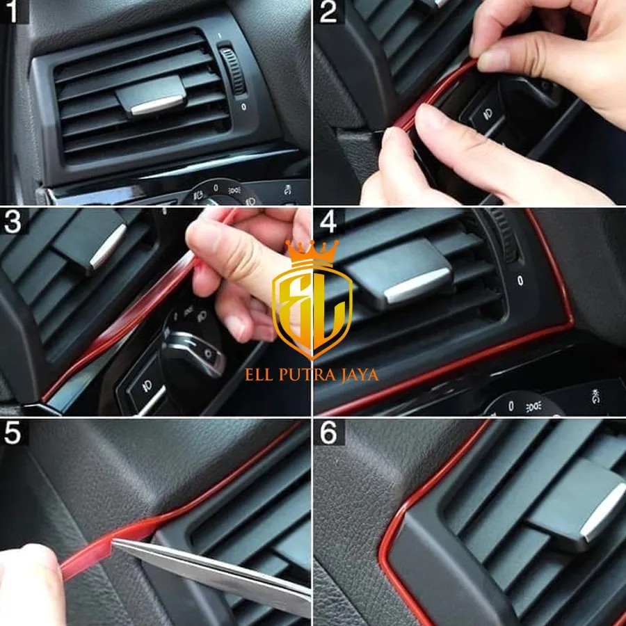 List Dekorasi Interior Lis Dashboard Trim Mobil Moulding Strip 5 meter Dekorasi 5m FREE Rakel - biru