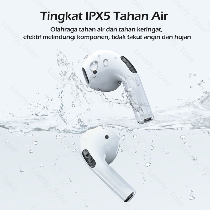 Pro 4 Headset Bluetooth TWS with Mic Smart Touch Control Earphone Bluetooth HiFi Stereo Handset Wireless Earbuds Olahraga Tahan Air Henset Bloetooth Hedset