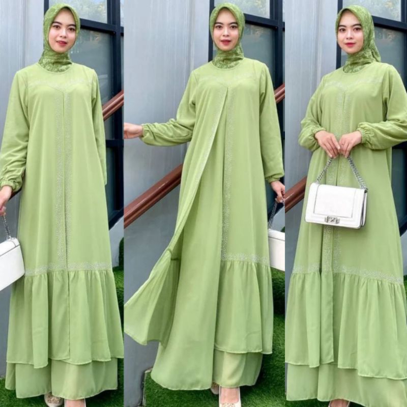 GAMIS MALAYSIA CERUTY SAGE GREEN PAYET WANITA TERBARU  | CERUTI PREMIUM