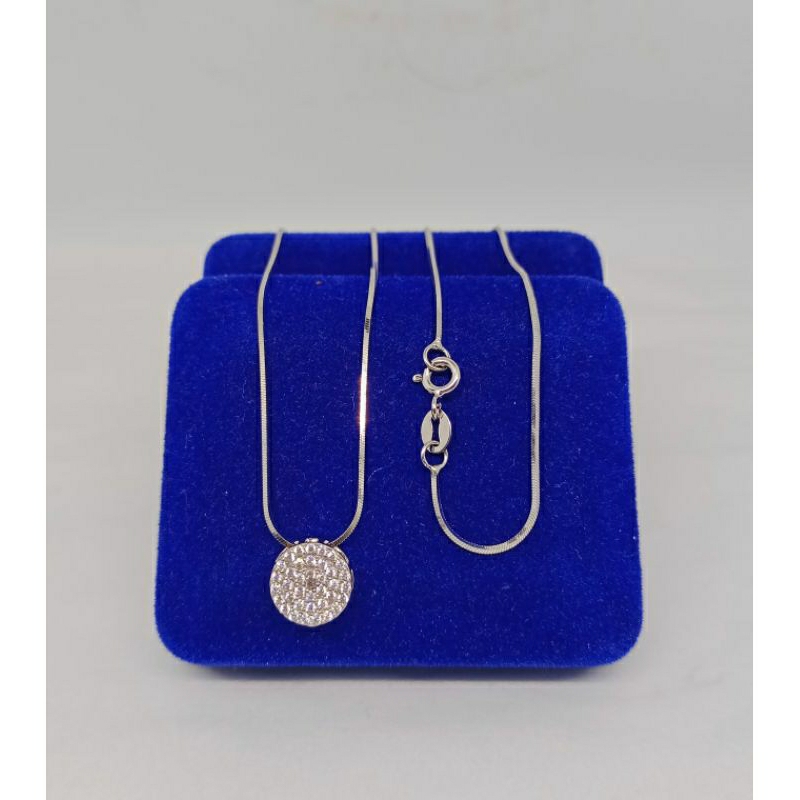 kalung rantai kasandra kotak+liontin tusuk bulat mp/perak asli silver 925 lapis emas/perhiasan fashion wanita terbaru