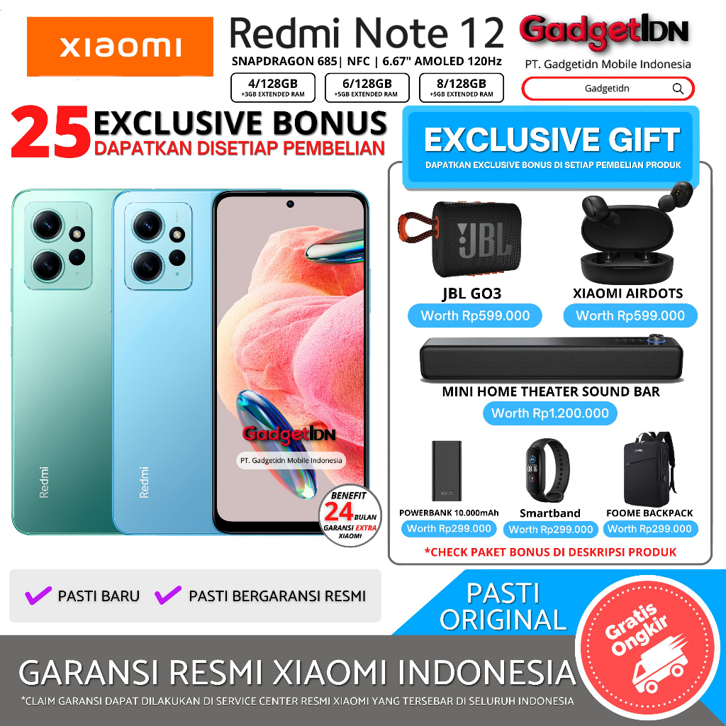 XIAOMI REDMI NOTE 12 NFC 8/256GB 8/128GB 6/128GB 4/128GB GARANSI RESMI XIAOMI