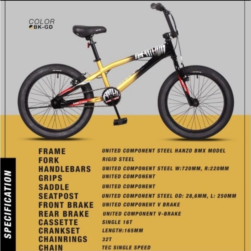Sepeda Anak Bmx UNITED HANZO 20 Inch