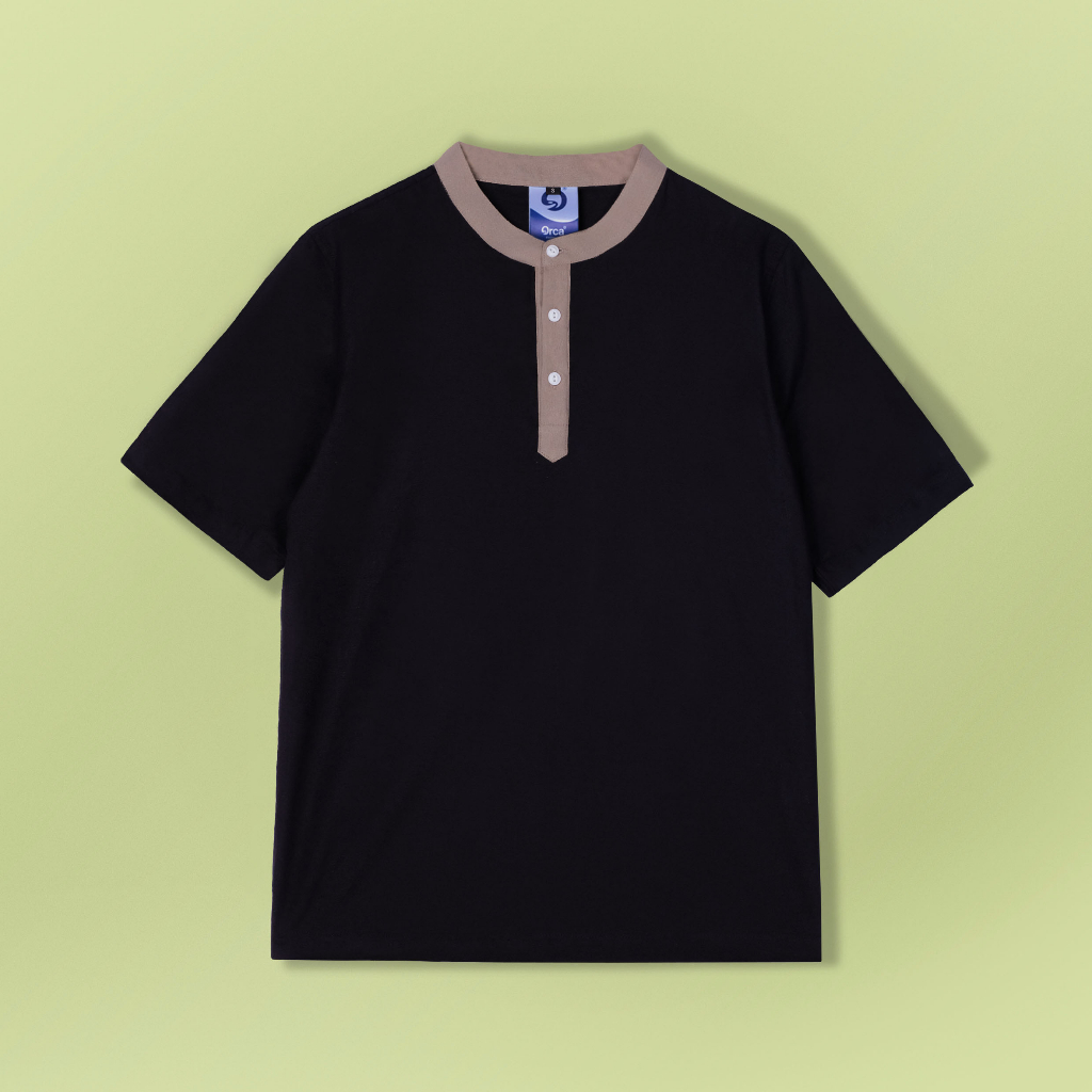 Orca Kemeja Pendek Nazeem Two-Tone Shirt Tan Black