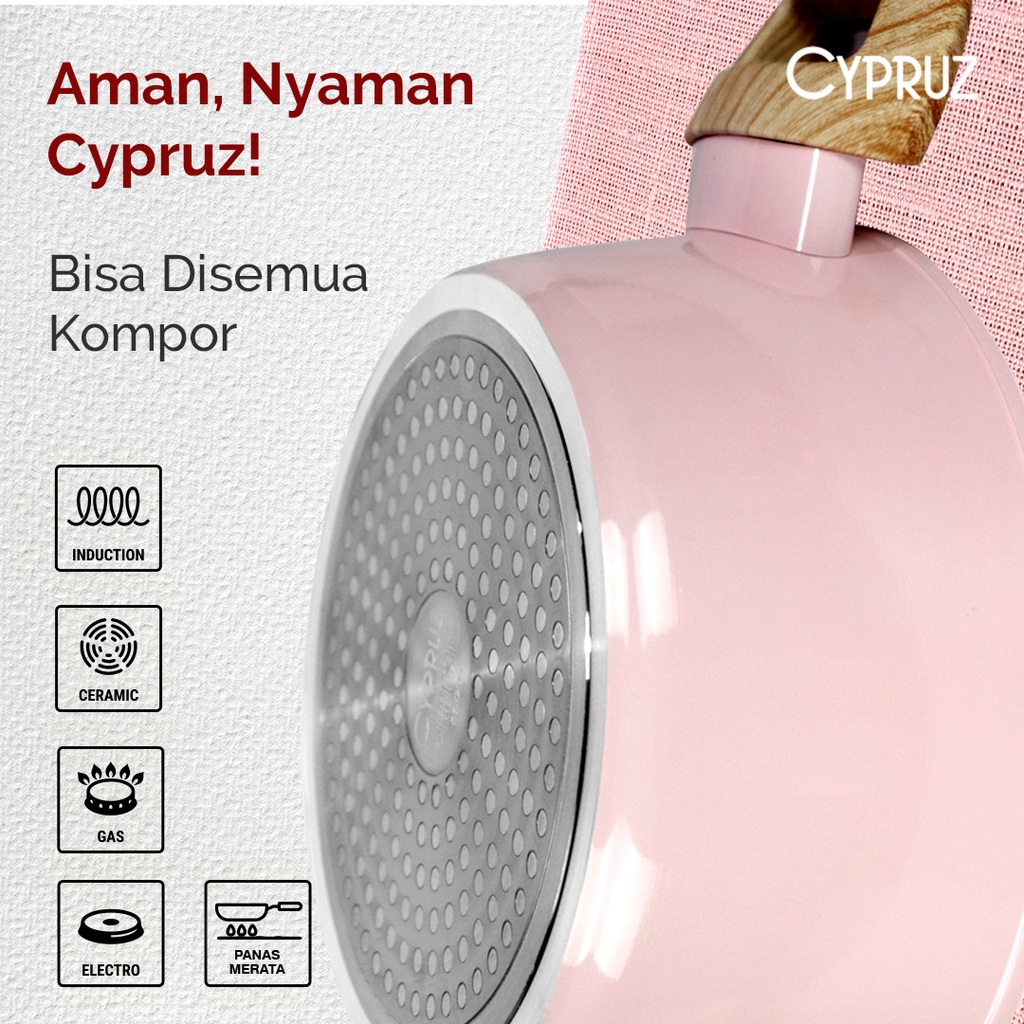 Cypruz Casserole (Panci) Pink Ceramic Series + Lid (Tutup)