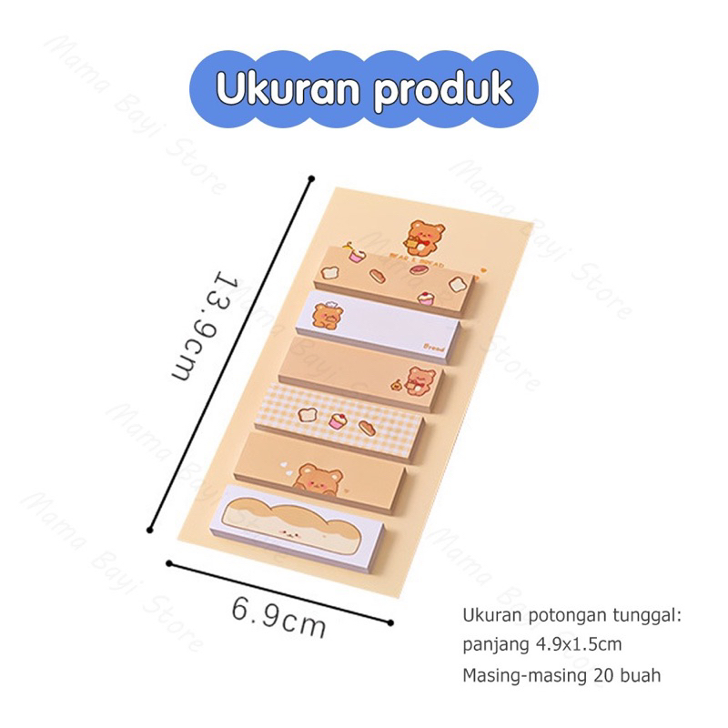 Sticky Notes 6 Baris Karakter Lucu Office Cute Paper Note Memo Stick