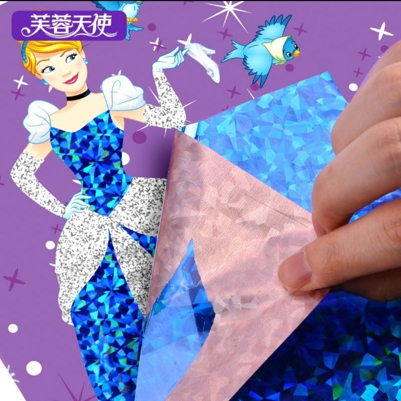 MAINAN EDUKASI DIY FOIL ART MAGIC ART DECAL MAGIC STICKER ART DISNEY PRINCESS AND FROZEN