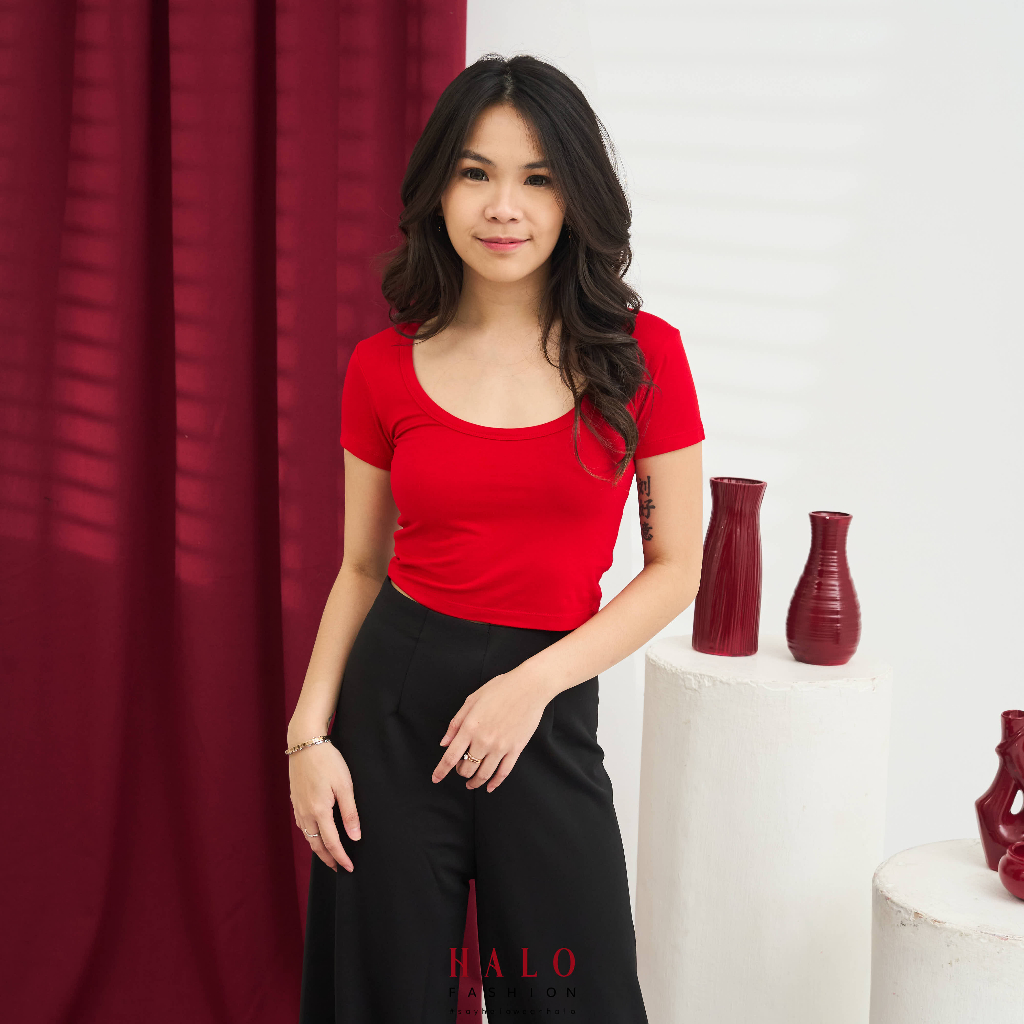 [HaloFashion] Sybil Sexy Crop Top Basic Top Korean Fashion