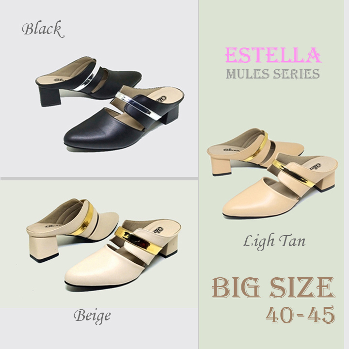 sepatu sandal wanita ukuran besar jumbo 41 42 43 44 45 sendal mules heels bustong big size hak tahu sendal sepatu pesta casual formal