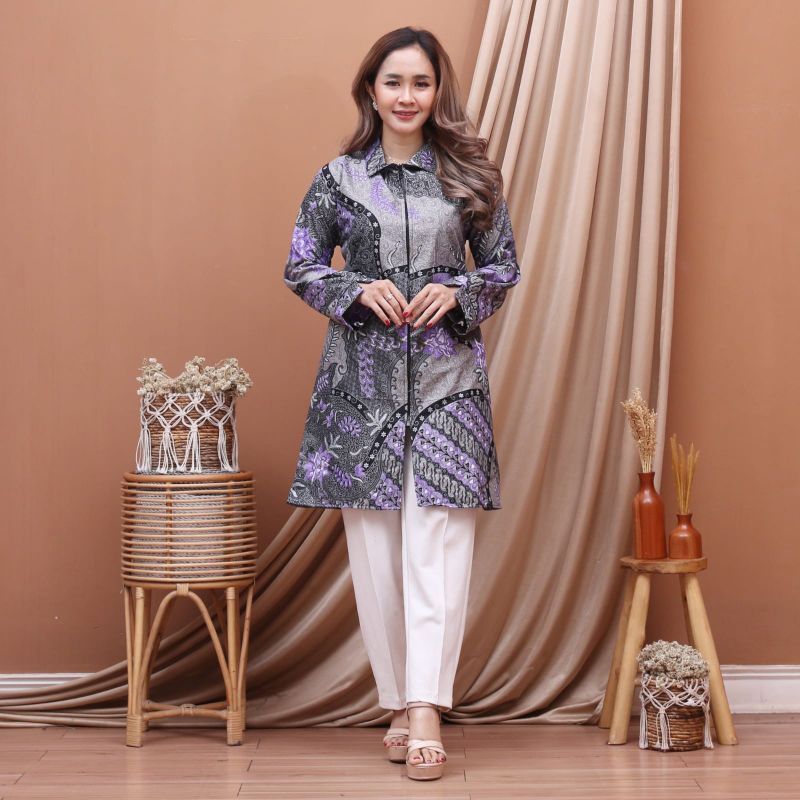 TUNIK BATIK WANITA LENGAN PANJANG BUSUI || TUNIK KERJA KANTOR