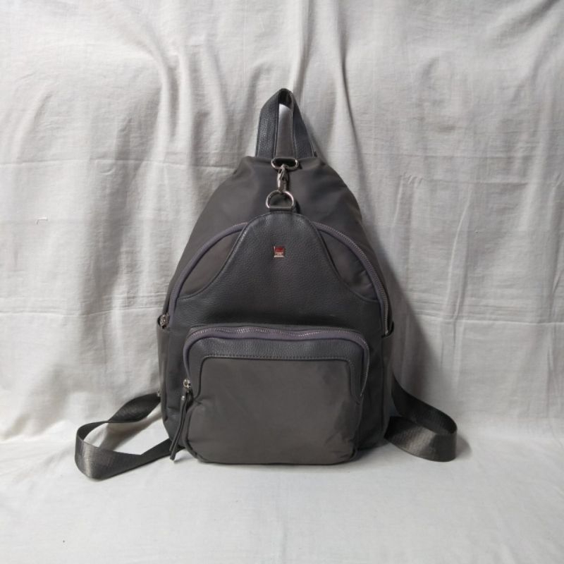 Nicole Miller Ransel Backpack in Grey Nylon mix Kulit