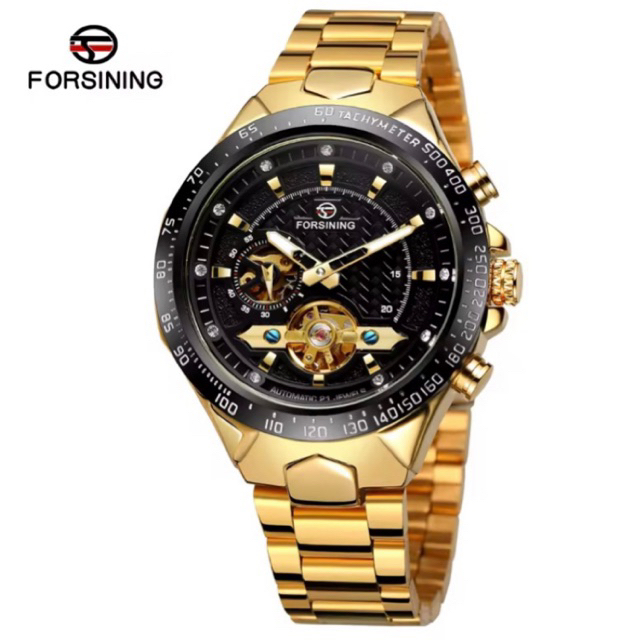 Forsining 820 Open Tourbillon Gold Luxury Mewah Jam Tangan Automatic Pria