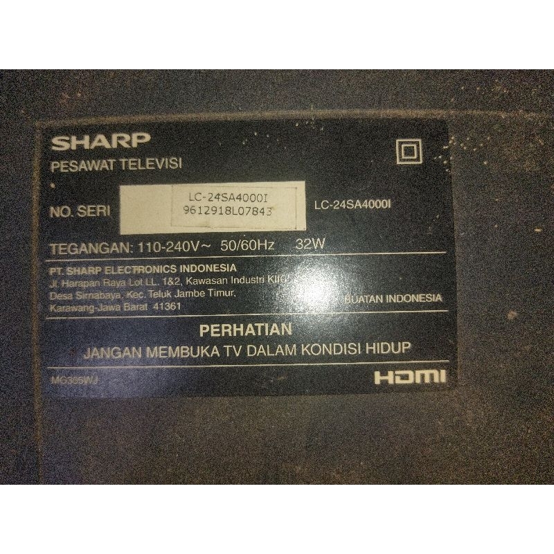 Mobo mesin board tv led LCD  Sharp Aquos LC24SA40001 normal