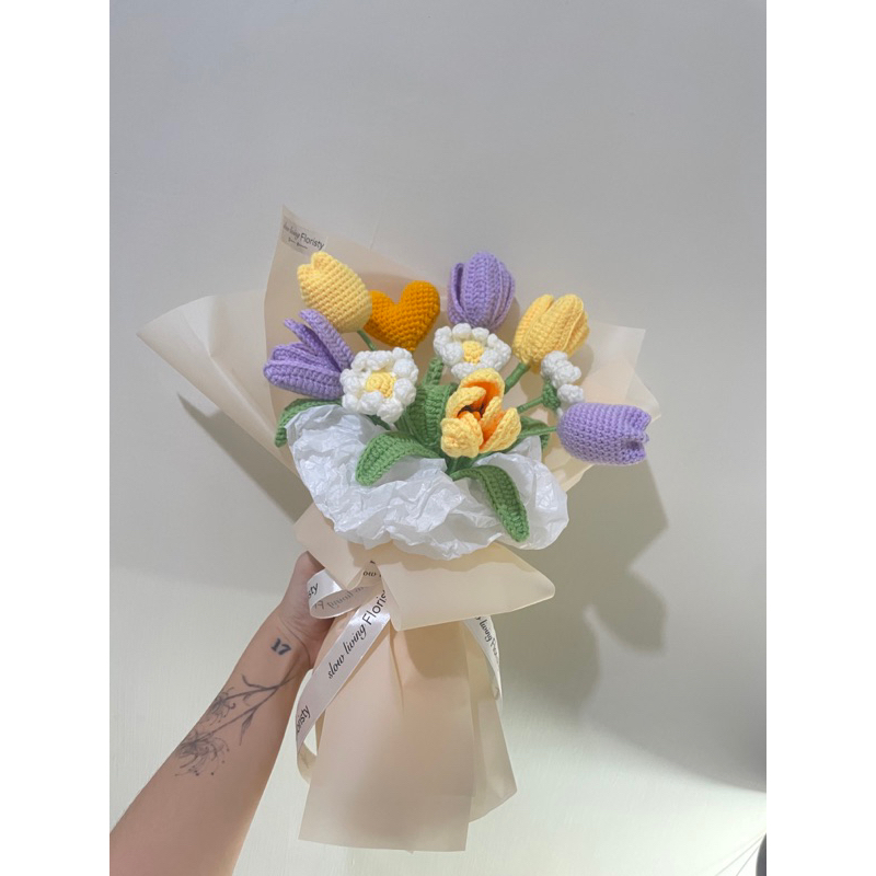 Korean Flower Bouquet / Crochet Flower Bouquet / Crochet Tulips Bouquet