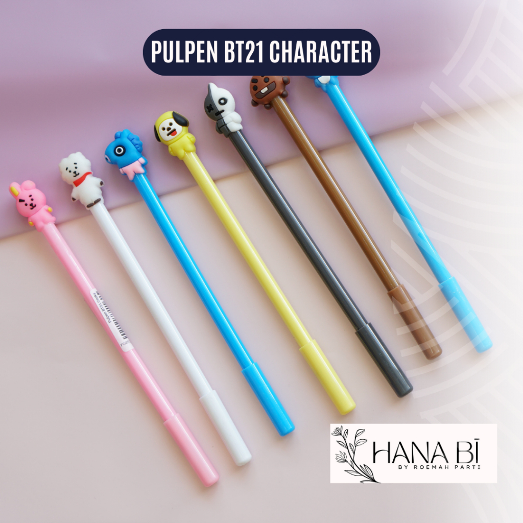 

1pc Pulpen Cute Characters Lucu Karakter BT21 Black Ink Gel Pen / Pena Bts / Army Stationary BTS Import/ pulpen karakter lucu