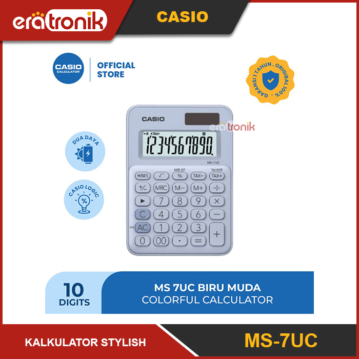 

Kalkulator Casio MS-7UC Light Blue Kalkulator Stylish Kalkulator Colorful