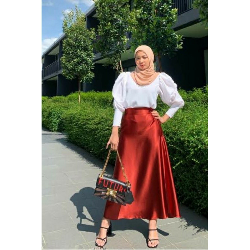 ROK PANJANG / ROK SATIN SKIRT / ROK MODEL A-LINE / ROK PAYUNG / ROK SATIN HIJAB KOREAN