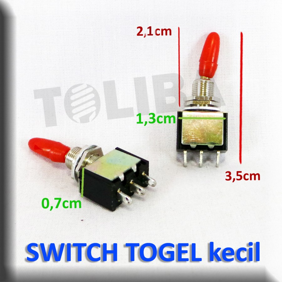 Saklar Togel Mini 1x3 / Toggle Switch on off 3 Pin Merah
