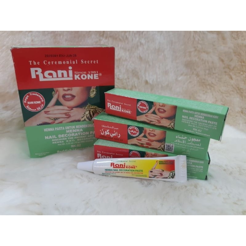 Heena 1 box isi 12 /Henna Kutek Kuku Rani Cone RK Aneka Warna India Herbal Multifungsi Aman Dipakai Halal Sholat