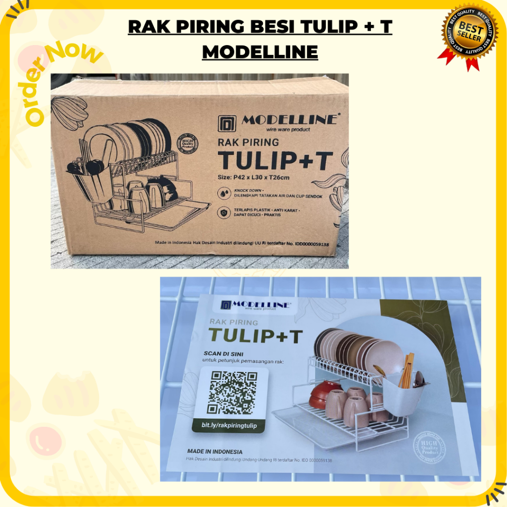 SALE!! RAK PIRING TULIP + T MODELLINE TEMPAT SENDOK DAN NAMPAN SUSUN 2 RAK DAPUR