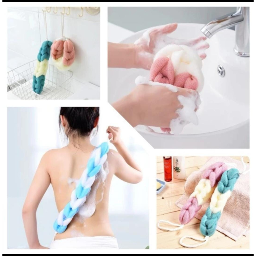 Sponge spon mandi Alat gosok badan bulat kepang