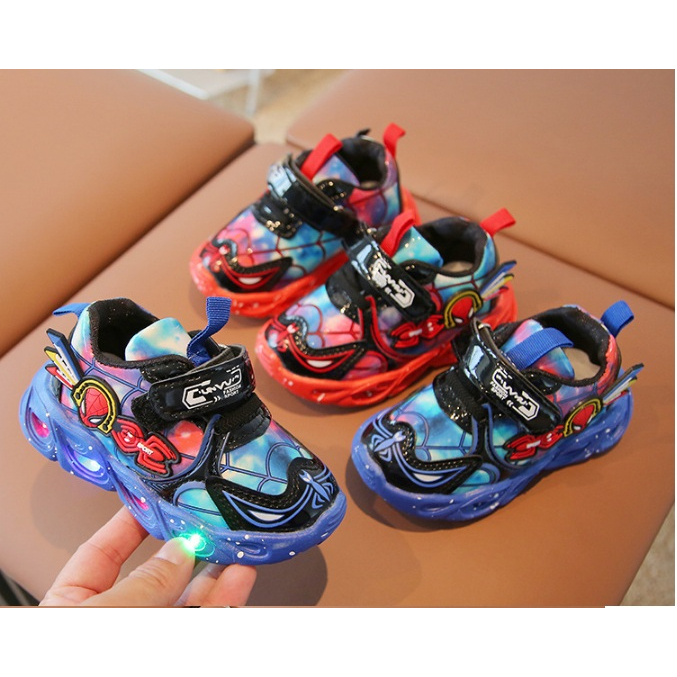 SEPATU ANAK LAKI-LAKI SNEAKER SPIDERMAN LAMPU LED SIZE 21-30 SPIDERMAN NEW