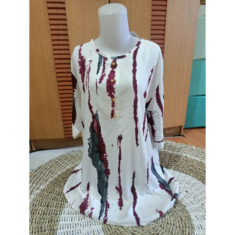 ailee-baju tunik jumbo atasan ibu murah terbaru motif daun banyak warna