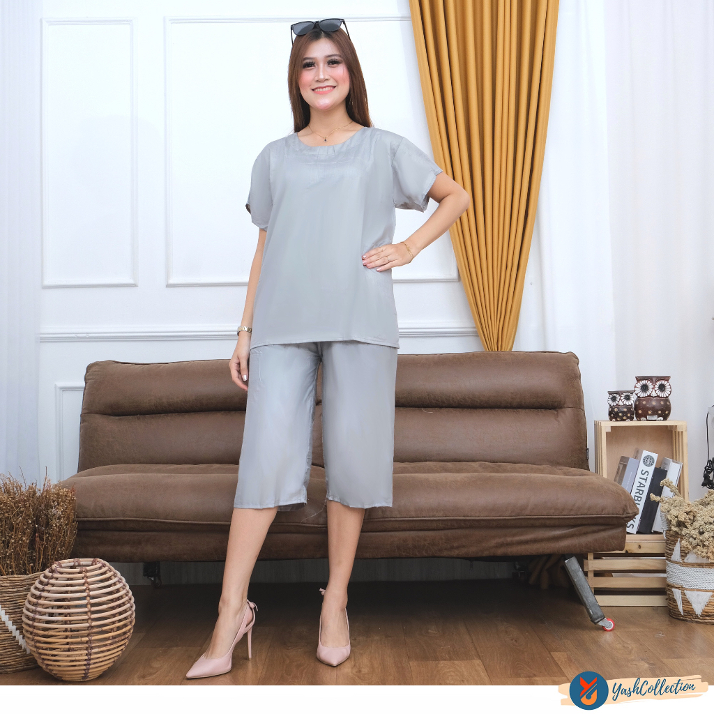 YashCollection Setelan Baju Tidur Celana 3/4 Setelan Piyama Rayon