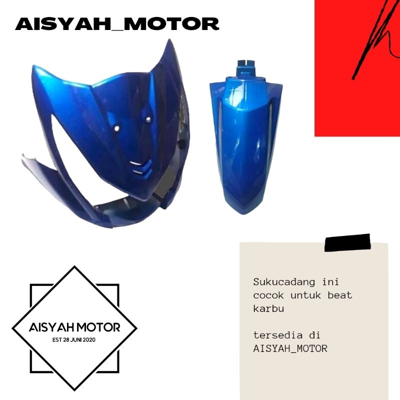 Cover Bodi Spakbor Depan Tameng Honda Beat FI Warna Biru Tahun 2012-2014