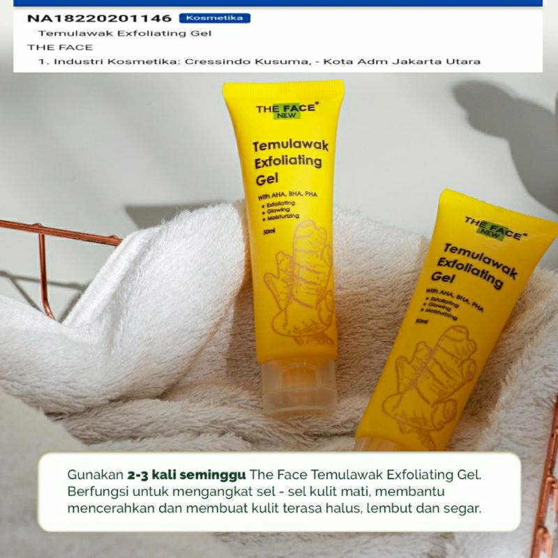 THE FACE TEMULAWAK EXFOLIATING GEL BPOM 50ml Original / AHA BPA PHA - Mencerahkan dan Mengangkat Sel Kulit Mati