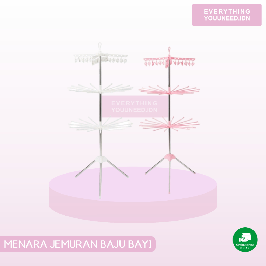 Menara Jemuran Baju Bayi 3 Tingkat
