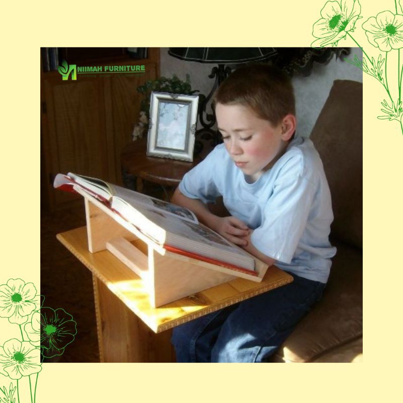 Stand Buku Belajar Meja Kayu Jati Belanda / Wooden Book Stand