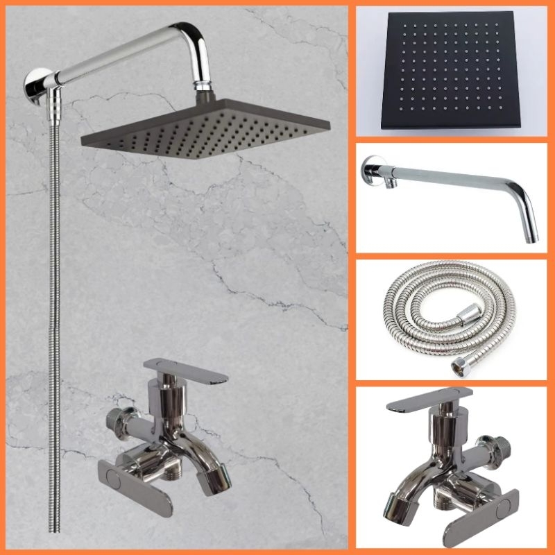 SHOWER TANAM 6 INCHI TANPA BOBOK/WALL SHOWER PAKET KRAN CABANG/SHOWER MANDI