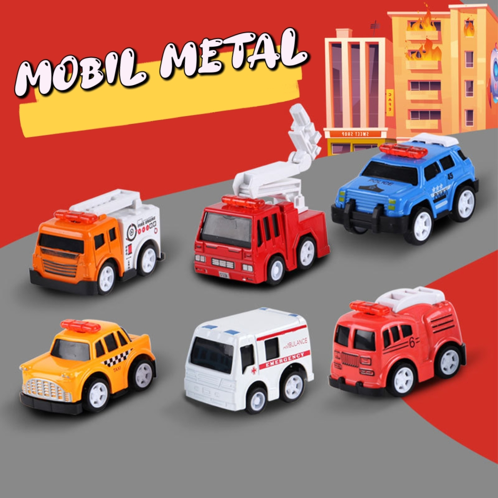 Mainan Mobil Mini Pull Back Cars / Mainan Anak Mini Die Cast / Mainan Mobil Mobilan Tim Penyelamat / Mobil Diorama