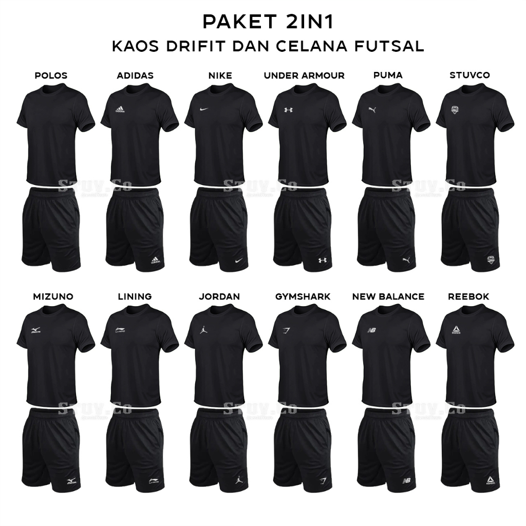 SETELAN KAOS DRY FIT DAN CELANA PENDEK DRY FIT OLAHRAGA PRIA WANITA