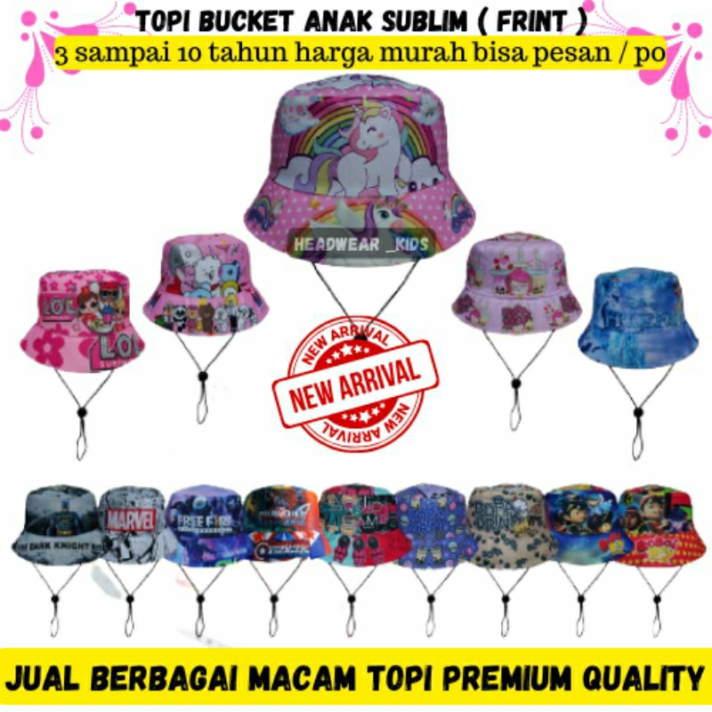 Topi Bucket Anak PRINT ( SUBLIM ) PREMIUM GROSIR MURAH