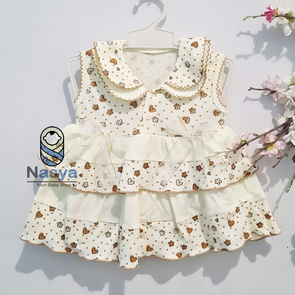 [A-001] Dress Bayi Cream / Setelan Bayi Keren (3-6 bulan)