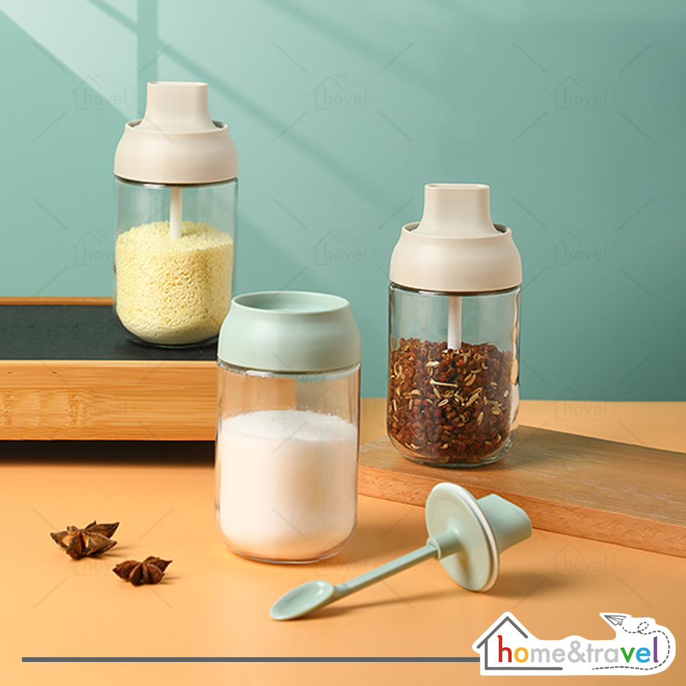 HOVELSHOP Botol Tempat Bumbu Dapur Gula Minyak Kecap Micin Toples Kaca Spice Bottle