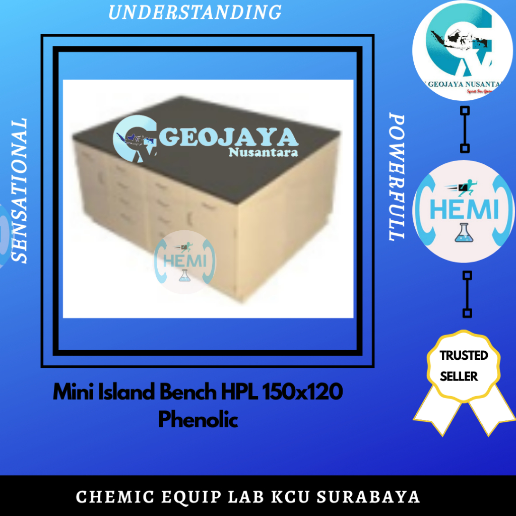 Mini Island Bench HPL 150x120 Phenolic Multiplek 18mm, lapis Full HPL