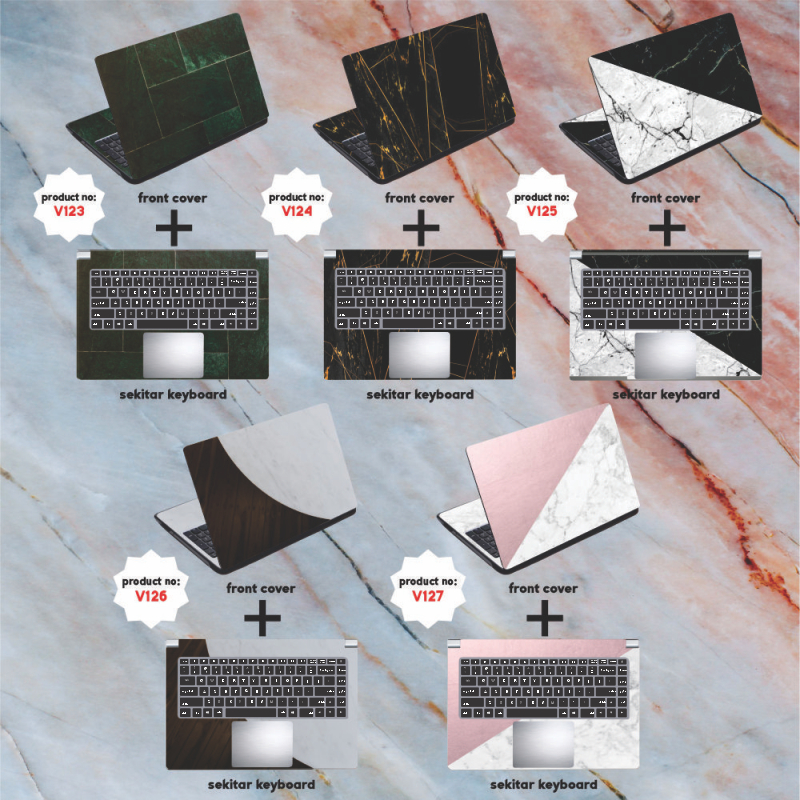 Garskin Laptop Anti Gores Mozaik Marmer Marble Premium Full set 10 12 13 14 15 inch  Universal Untuk Semua Merk Laptop