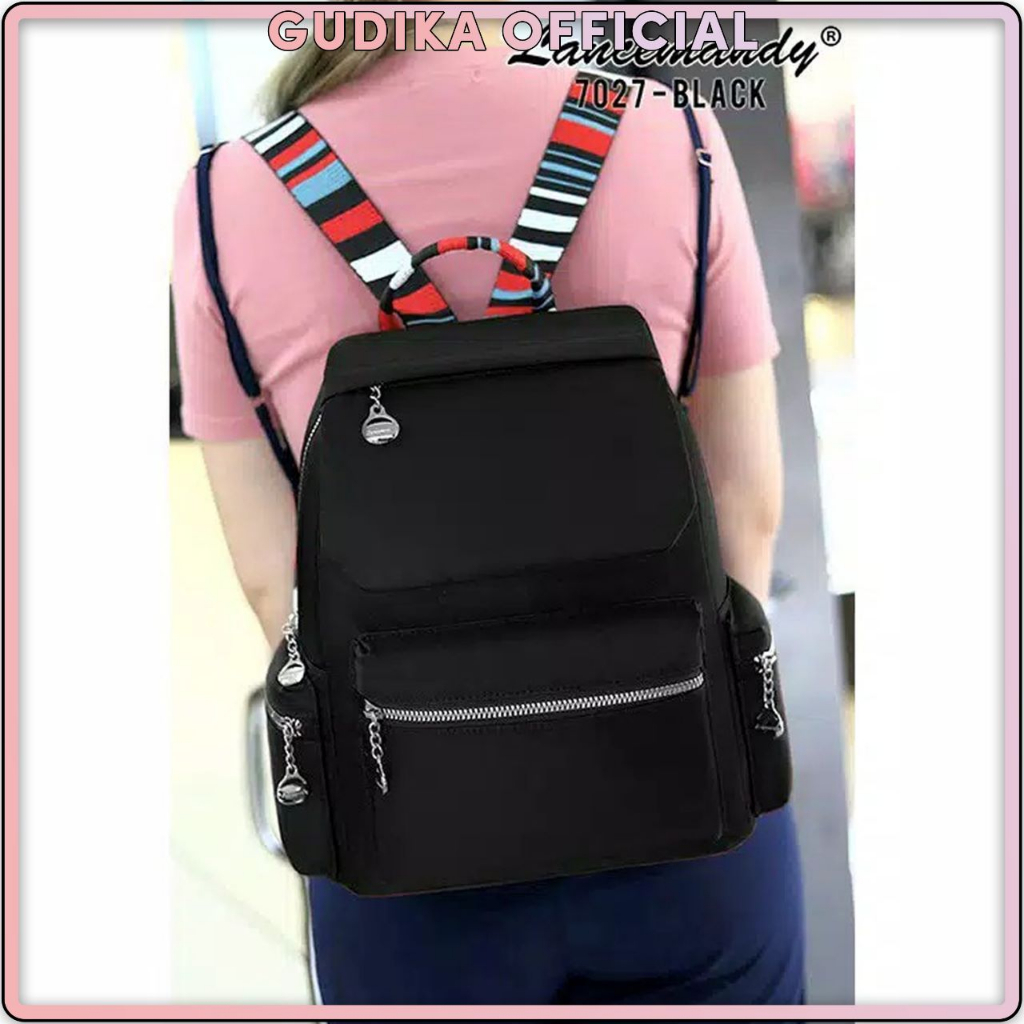 PROMO LANCEMANDY 7027 | Backpack Parasut Wanita Tas Ransel Import Original | Ransel Cewek | Ransel Perempuan | Tas Wanita