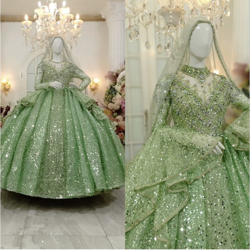 GAUN PENGANTIN BARBIE GOTIK MEWAH BEREKOR //GAUN WEDDING TILE AKAR TRIDI FULL PAYET