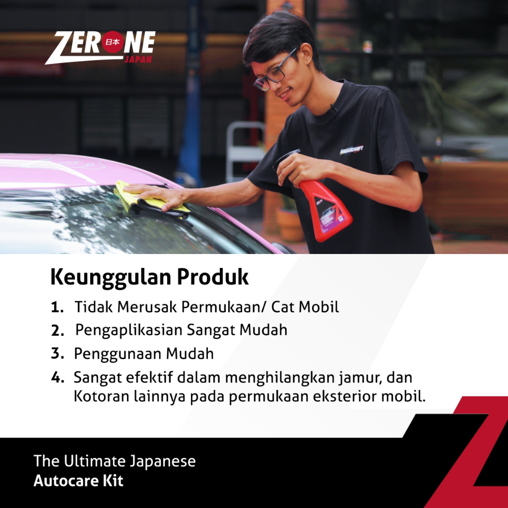 Zerone Japan Glass Super Cleaner 465 ML Penghilang Noda Jamur pada Body Kaca Mobil