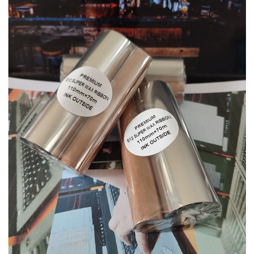 

Ribbon Wax Resin 110x70 110mm x 70Meter Tinta Karbon 110x74 Barcode