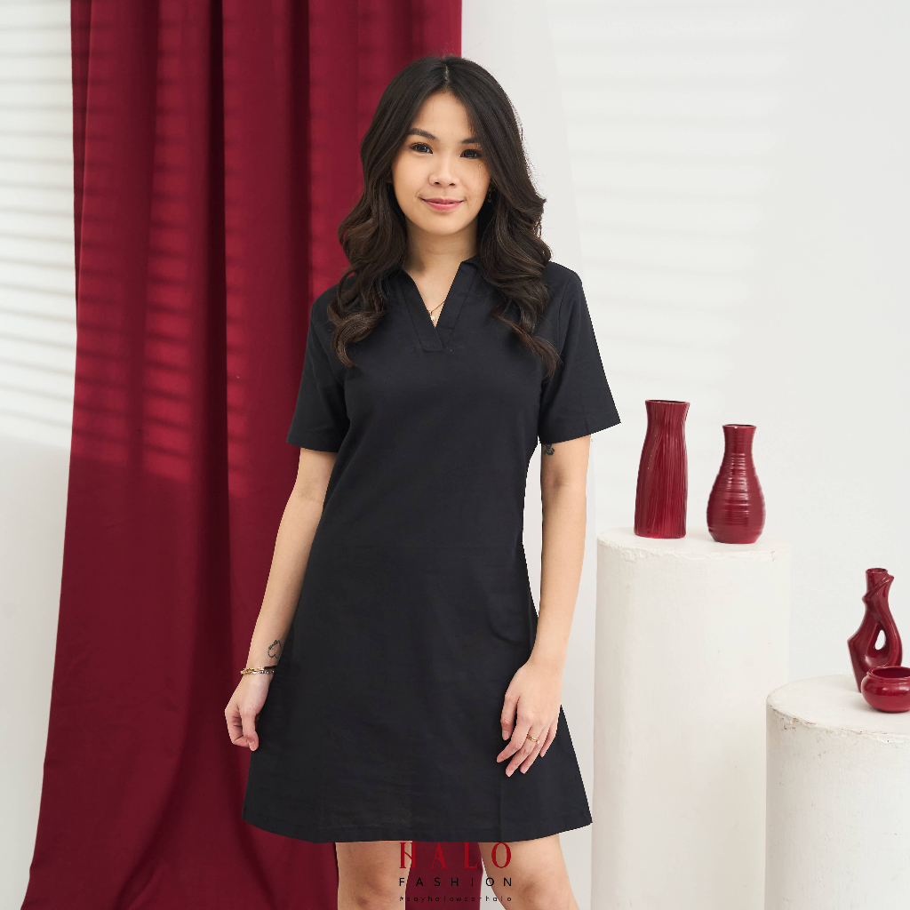 [HaloFashion] Xaviera Sexy Polo Dress Mini Dress Korean Fashion (NON STRETCH)