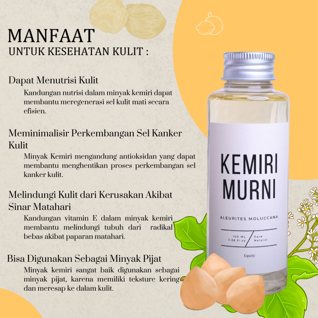 Minyak Kemiri 100% Murni, Serum Rambut dan Wajah