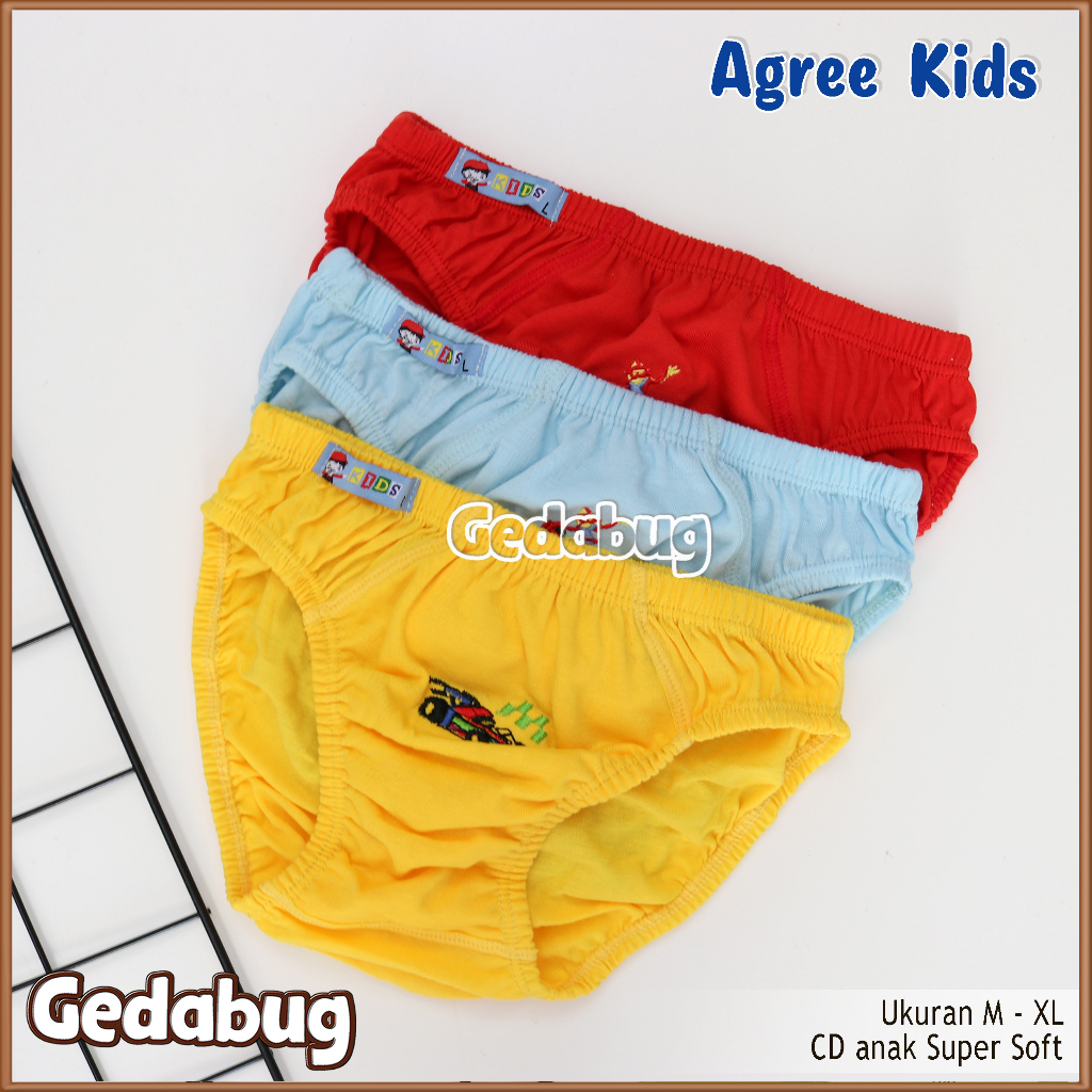 3 Pcs - CD Anak Agree Kids AK 017 | Celana dala anak karet kerut bahan Kain Katun | Gedabug